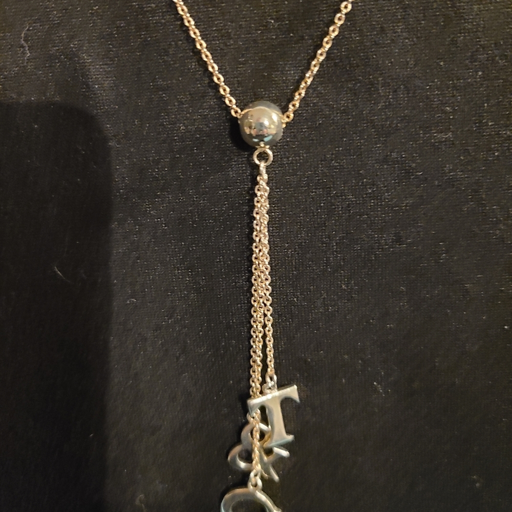 Tiffany & Co 16" Sterling Silver Necklace w/ 3 Dangle Pendants "T & Co"